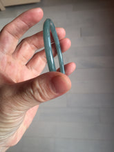 Load image into Gallery viewer, 57.2mm Certified Type A 100% Natural dark green/blue/gray with Guatemala slim round cut Jadeite bangle PE63-7018
