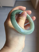 Load image into Gallery viewer, 55.5mm certified type A 100% Natural light green dark green gray(淡油青) jadeite jade bangle BS151-0495
