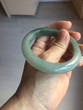 Load image into Gallery viewer, 55.5mm certified type A 100% Natural light green dark green gray(淡油青) jadeite jade bangle BS151-0495

