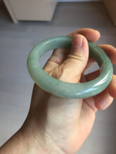 Load image into Gallery viewer, 55.5mm certified type A 100% Natural light green dark green gray(淡油青) jadeite jade bangle BS151-0495
