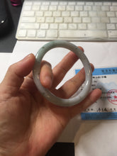 Load image into Gallery viewer, 59.2mm certified Type A 100% Natural dark green gray light purple with brown flying dandelions slim round cut Jadeite Jade bangle PH220-3236

