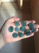 Load image into Gallery viewer, 100% Natural type A icy watery blue green gray Guatemala jadeite Rose Pendant group BP181
