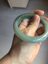 Load image into Gallery viewer, 55.5mm certified type A 100% Natural light green dark green gray(淡油青) jadeite jade bangle BS151-0495
