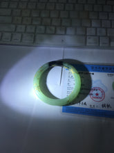 Load image into Gallery viewer, 58.4mm 100% Natural type A icy watery green dark carved flowers golden-painted round cut Jadeite Jade bangle PH74-5863
