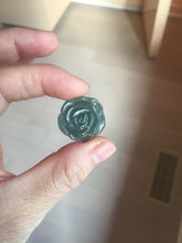 Load image into Gallery viewer, 100% Natural type A icy watery blue green gray Guatemala jadeite Rose Pendant group BP181
