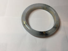 Load image into Gallery viewer, 54mm 100% Natural type A icy watery green white carved flowers and golden-painted Jadeite Jade bangle PB285

