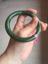 Load image into Gallery viewer, 58.5mm 100% Natural dark green nephrite Jade (碧玉) round cut bangle G39

