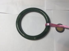 Load image into Gallery viewer, 58.5mm 100% Natural dark green nephrite Jade (碧玉) round cut bangle G39

