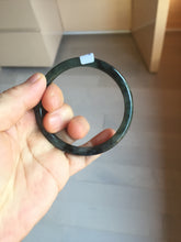 Load image into Gallery viewer, 54.5mm Certified Type A 100% Natural dark green/black/blue with black floating flowers(Wuji) slim round cut Jadeite bangle PD111-6917

