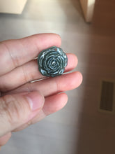Load image into Gallery viewer, 100% Natural type A icy watery blue green gray Guatemala jadeite Rose Pendant group BP181
