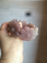 Load image into Gallery viewer, 54mm 100% natural light red/purple/white Quartzite (Shetaicui jade) carved galsang flower(格桑花) bangle XY96
