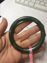 Load image into Gallery viewer, 58.5mm 100% Natural dark green nephrite Jade (碧玉) round cut bangle G39

