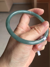 Load image into Gallery viewer, 62mm Certified Type A 100% Natural light green/blue/gray Guatemala slim round cut Jadeite bangle BP219-3808

