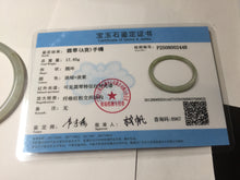 Load image into Gallery viewer, 55mm Certified type A 100% Natural light green gray black slim round cut Jadeite bangle PA204-2448
