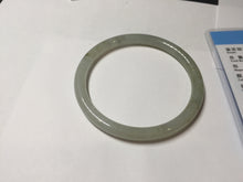 Load image into Gallery viewer, 55mm Certified type A 100% Natural light green gray black slim round cut Jadeite bangle PA204-2448
