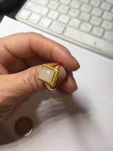 Load image into Gallery viewer, 100% Natural dark green/beige pale pink nephrite Jade ring (adjustable size) HN117
