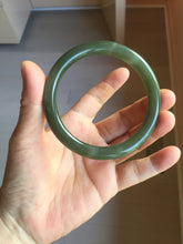 Load image into Gallery viewer, 59.4mm certified 100% Natural dark green gray black round cut nephrite bangle HN157-9684
