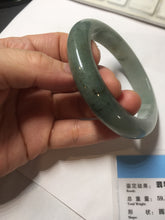 Load image into Gallery viewer, 55.5mm certified type A 100% Natural light green dark green gray(淡油青) jadeite jade bangle BS151-0495
