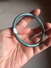 Load image into Gallery viewer, 55mm Certified Type A 100% Natural dark green/blue/gray Guatemala slim round cut Jadeite bangle PE60-7065
