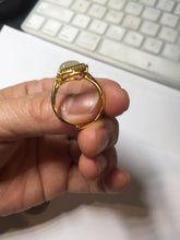 Load image into Gallery viewer, 100% Natural dark green/beige pale pink nephrite Jade ring (adjustable size) HN117
