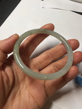 Load image into Gallery viewer, 55mm Certified type A 100% Natural light green gray black slim round cut Jadeite bangle PA204-2448
