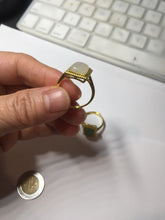 Load image into Gallery viewer, 100% Natural dark green/beige pale pink nephrite Jade ring (adjustable size) HN117
