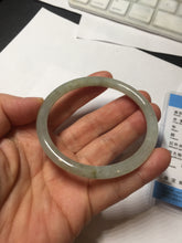 Load image into Gallery viewer, 55mm Certified type A 100% Natural light green gray black slim round cut Jadeite bangle PA204-2448
