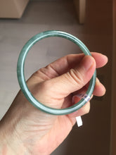 Load image into Gallery viewer, 61.5mm Certified Type A 100% Natural light green/blue/gray Guatemala slim round cut Jadeite bangle BP218-3809
