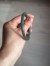 Load image into Gallery viewer, 55mm Certified Type A 100% Natural dark green/blue/gray Guatemala slim round cut Jadeite bangle PE60-7065
