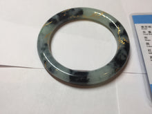 Load image into Gallery viewer, 58mm 100% Natural type A icy watery green dark carved flowers golden-painted round cut Jadeite Jade bangle PH76-5856
