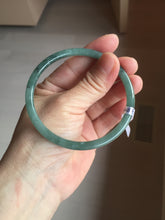 Load image into Gallery viewer, 61.5mm Certified Type A 100% Natural light green/blue/gray Guatemala slim round cut Jadeite bangle BP218-3809
