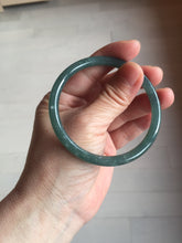 Load image into Gallery viewer, 56.5mm Certified Type A 100% Natural dark green/blue/gray Guatemala slim round cut Jadeite bangle PE59-7037
