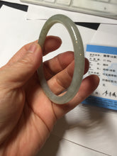 Load image into Gallery viewer, 55mm Certified type A 100% Natural light green gray black slim round cut Jadeite bangle PA204-2448
