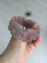 Load image into Gallery viewer, 54mm 100% natural light red/purple/white Quartzite (Shetaicui jade) carved galsang flower(格桑花) bangle XY96
