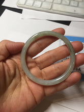 Load image into Gallery viewer, 55mm Certified type A 100% Natural light green gray black slim round cut Jadeite bangle PA204-2448
