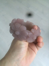 Load image into Gallery viewer, 54mm 100% natural light red/purple/white Quartzite (Shetaicui jade) carved galsang flower(格桑花) bangle XY96
