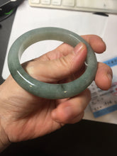 Load image into Gallery viewer, 55.5mm certified type A 100% Natural light green dark green gray(淡油青) jadeite jade bangle BS151-0495
