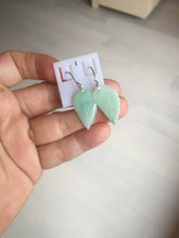 Load image into Gallery viewer, 100% natural type A white sunny green jadeite jade leaf earring PC25-1
