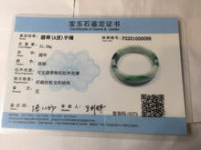 Load image into Gallery viewer, 46.7mm certified Type A 100% Natural sunny green/brown/white(白底青) kids Jadeite Jade bangle/scarf buckle PJ67-0098
