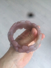 Load image into Gallery viewer, 54mm 100% natural light red/purple/white Quartzite (Shetaicui jade) carved galsang flower(格桑花) bangle XY96
