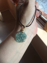 Load image into Gallery viewer, 100% Natural type A icy watery blue green gray Guatemala jadeite Rose Pendant group BP181
