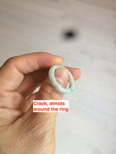 Load image into Gallery viewer, Size 8-9 100% natural type A sunny green/white (白底青) jadeite jade band ring AT98
