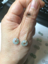 Load image into Gallery viewer, 100% Natural icy watery white/green/brown/purple ring dangling jadeite Jade earring C121
