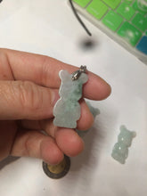 Load image into Gallery viewer, Type A 100% Natural light green jadeite jade cute baby bear pendant BG44
