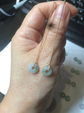 Load image into Gallery viewer, 100% Natural icy watery white/green/brown/purple ring dangling jadeite Jade earring C121
