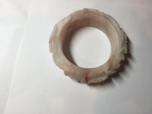 Load image into Gallery viewer, 51mm 100% natural pink red brown carved Phoenix and Peony (凤穿牡丹)  Quartzite (Shetaicui jade) bangle SY126
