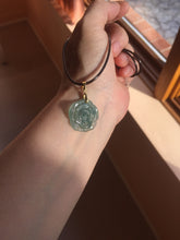 Load image into Gallery viewer, 100% Natural type A icy watery blue green gray Guatemala jadeite Rose Pendant group BP181
