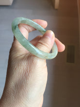 Load image into Gallery viewer, 52mm Certified Type A 100% Natural icy watery light green/dark green/black oval Jadeite bangle PD108-8546
