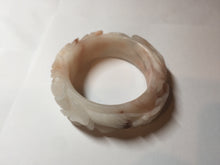 Load image into Gallery viewer, 51mm 100% natural pink red brown carved Phoenix and Peony (凤穿牡丹)  Quartzite (Shetaicui jade) bangle SY126

