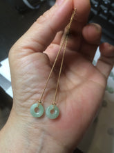 Load image into Gallery viewer, 100% Natural icy watery white/green/brown/purple ring dangling jadeite Jade earring C121
